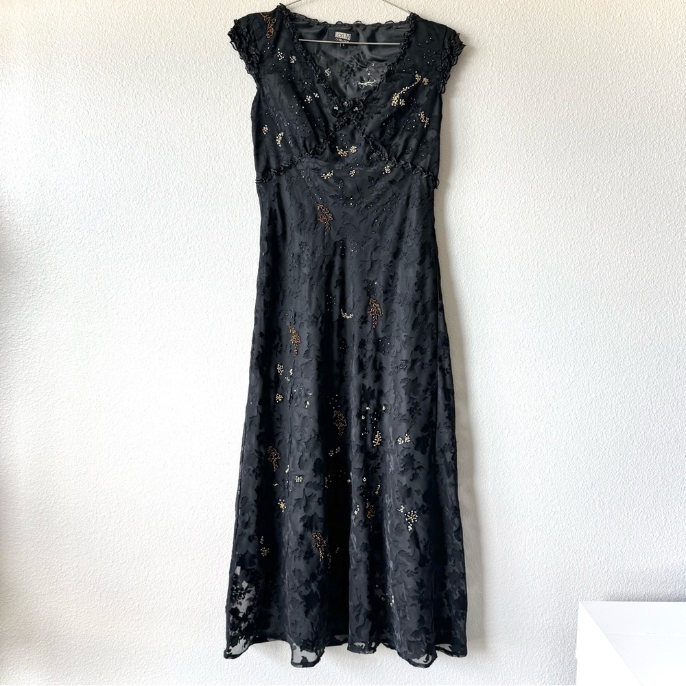 Vintage Lori M Long Dress Beaded Maxi